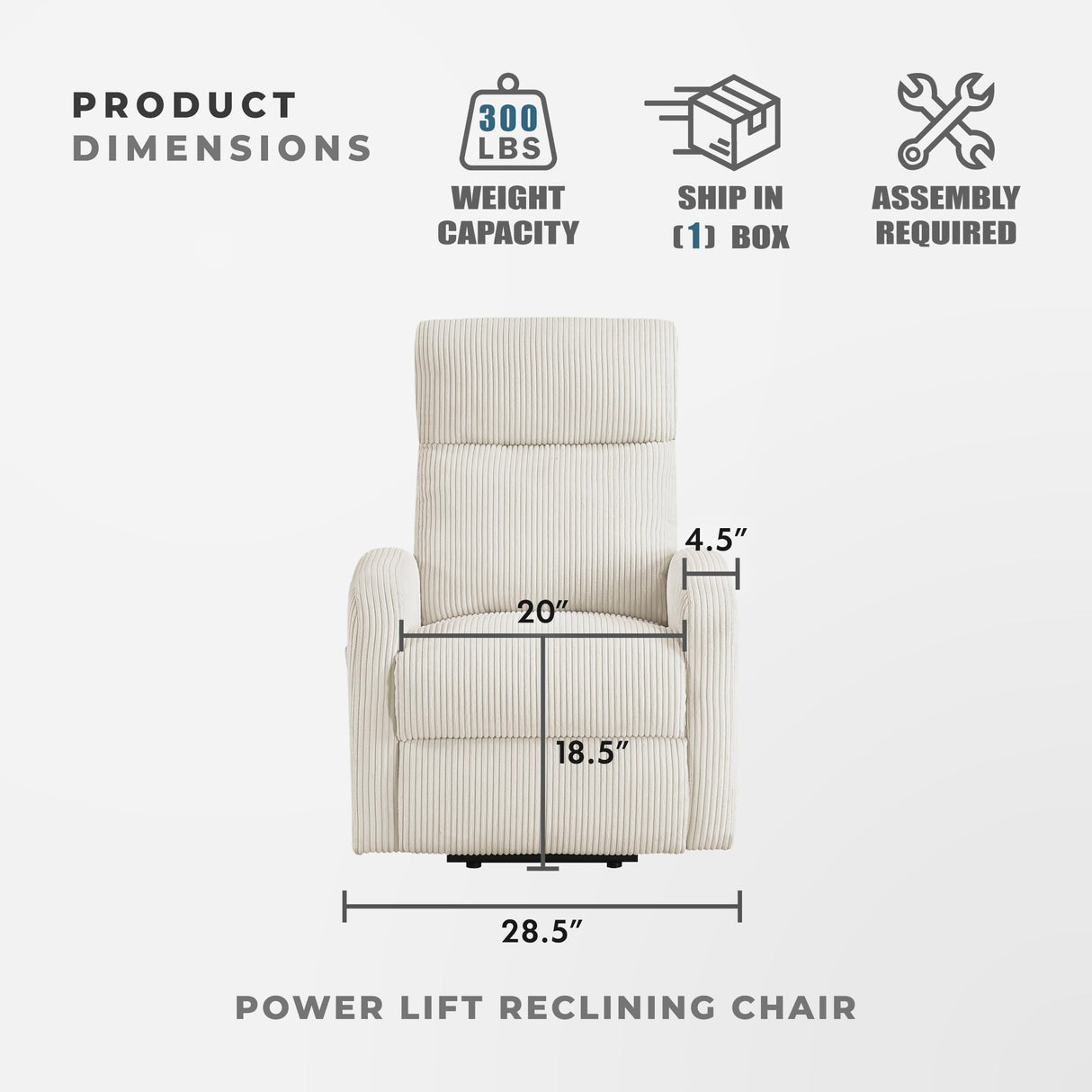 Lexicon Power Lift Recliner Chair for Elderly with Remote Control, Gentle Lift Motion, Side Pocket Armrest, Corduroy Upholstered Electric Recliner for Living Room/Bedroom, Easy Assembly, Beige Lexicon