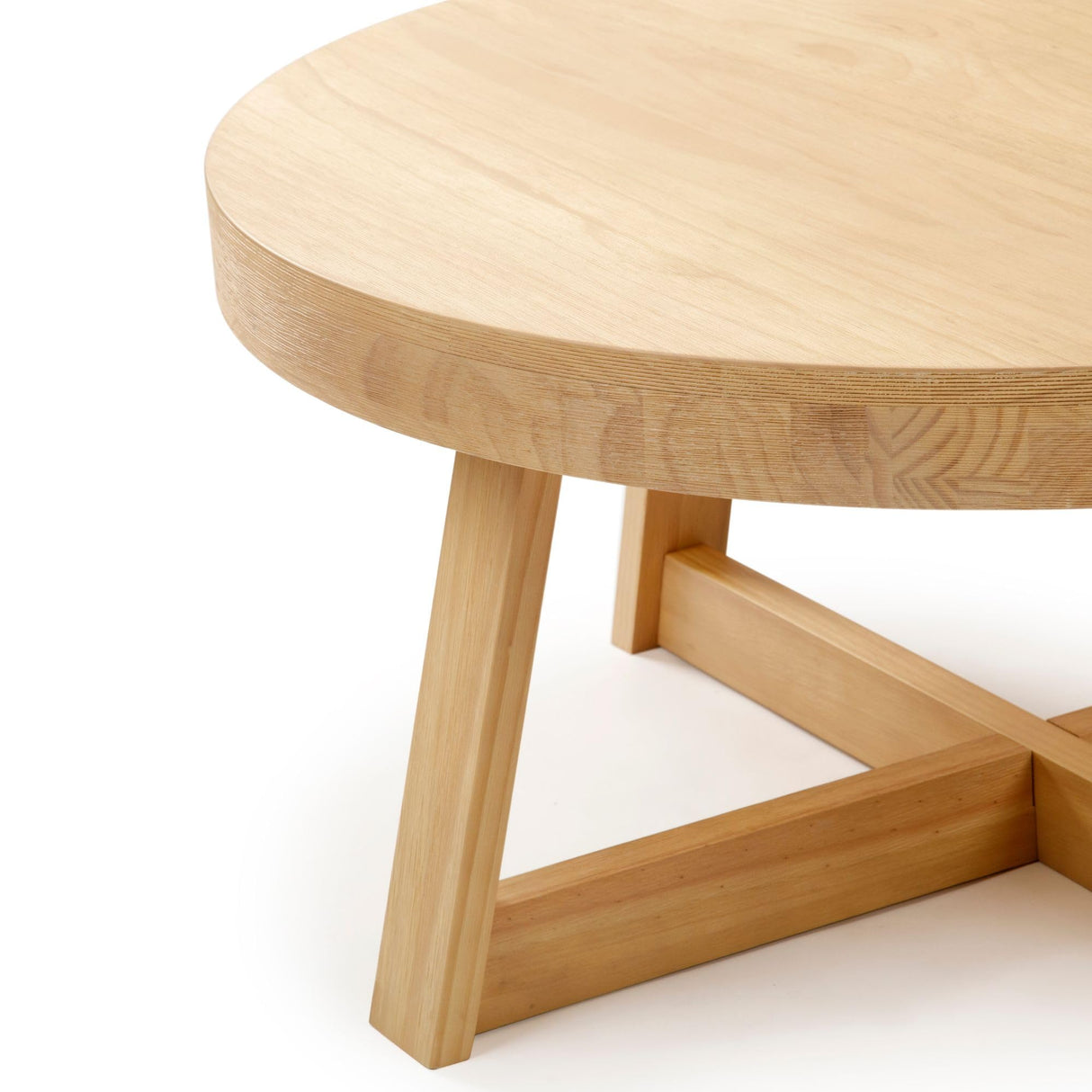 Plank+Beam Classic Round Coffee Table, 36 Inch Farmhouse Coffee Table, Rustic Mini Center Tables for Small Spaces, Small Living Space Tea Table, Blonde Wirebrush Plank+Beam
