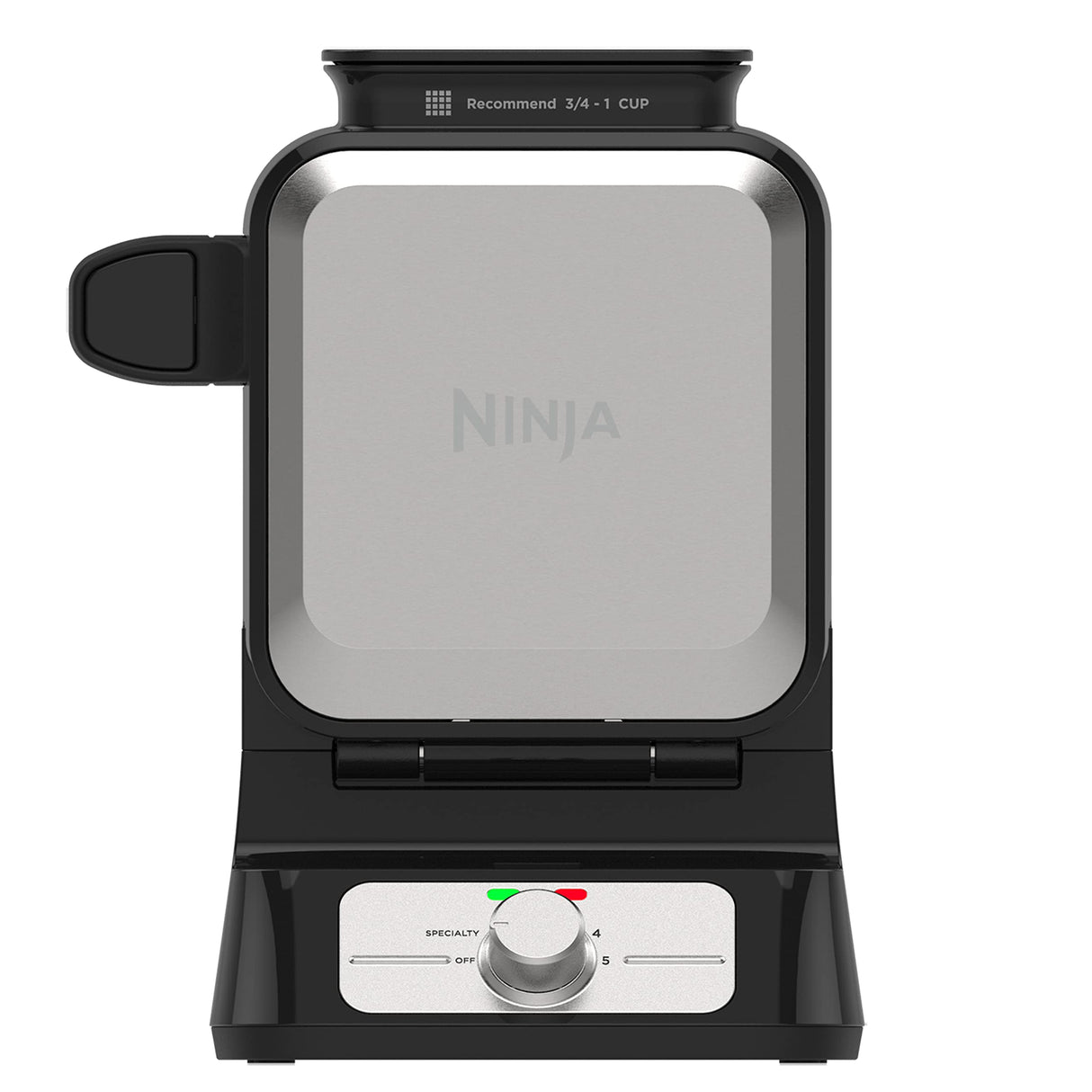 Ninja BW1001 NeverStick PRO Belgian Waffle Maker, Vertical Design, 5 Shade Settings, with Precision-Pour Cup & Chef-curated Recipe Guide, Black & Silver Ninja