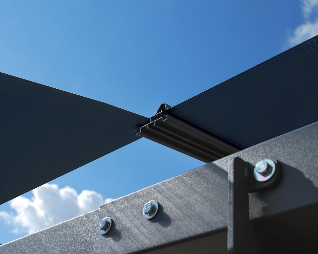 Palram - Canopia Arcadia 12 x 21 x 6.5 Carport, Heavy Duty Metal Car Port, Weather-Protected Aluminum Frame, Polycarbonate RV & Car Storage, UV Protected, DIY Truck Garage Kit, 10-Year Warranty, Gray Palram