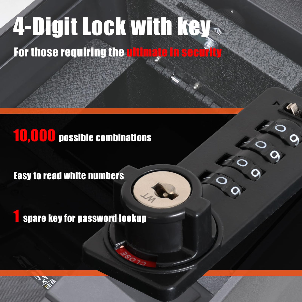 YOULAI Center Console Gun Safe - Console Gun Vault Compatible with Chevy Silverado 1500/GMC Sierra 1500 2023-2025, FIT 2022 Refreshed Model (4 Digit Lock with Key) YOULAI