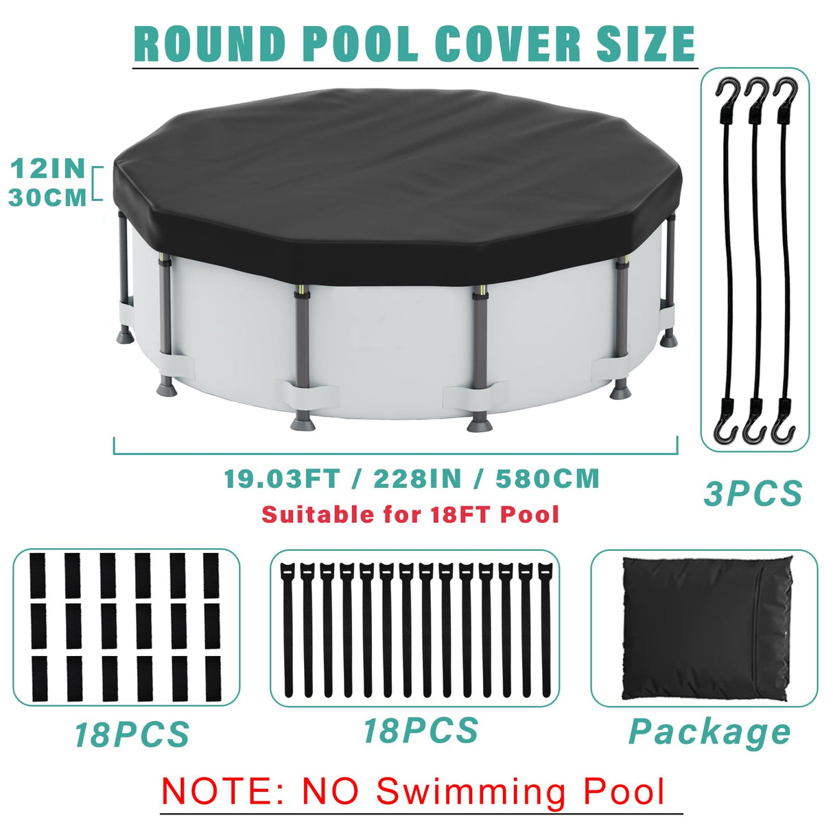 18FT Pool Covers for Above Ground Pools, Safana Round Pool Winter Cover, Tear Resistant Fabric Swimming Pool Covers, Superior Strength & Durability, Prevent Leaves, UV Resistance, Prevent from Debris Safana