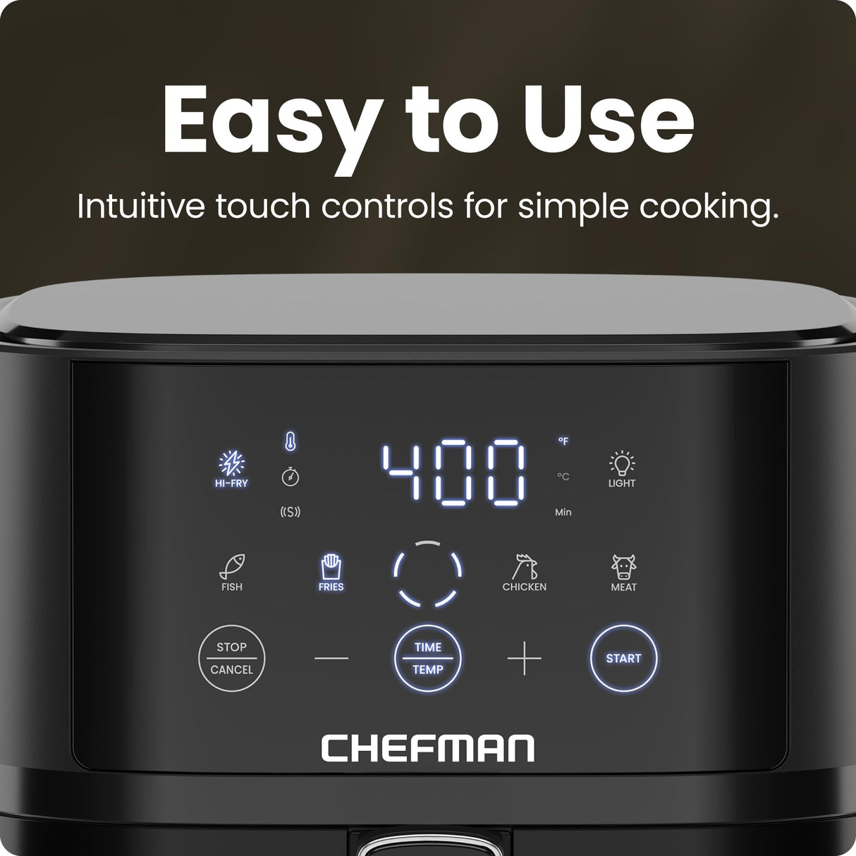 Chefman Air Fryer – 4 QT Compact Airfryer for Quick & Easy Meals, Features Hi-Fry Technology for Extra Crisp, Easy-View Window, Touch Controls with 4 Presets, Nonstick & Dishwasher Safe Basket - Black Chefman