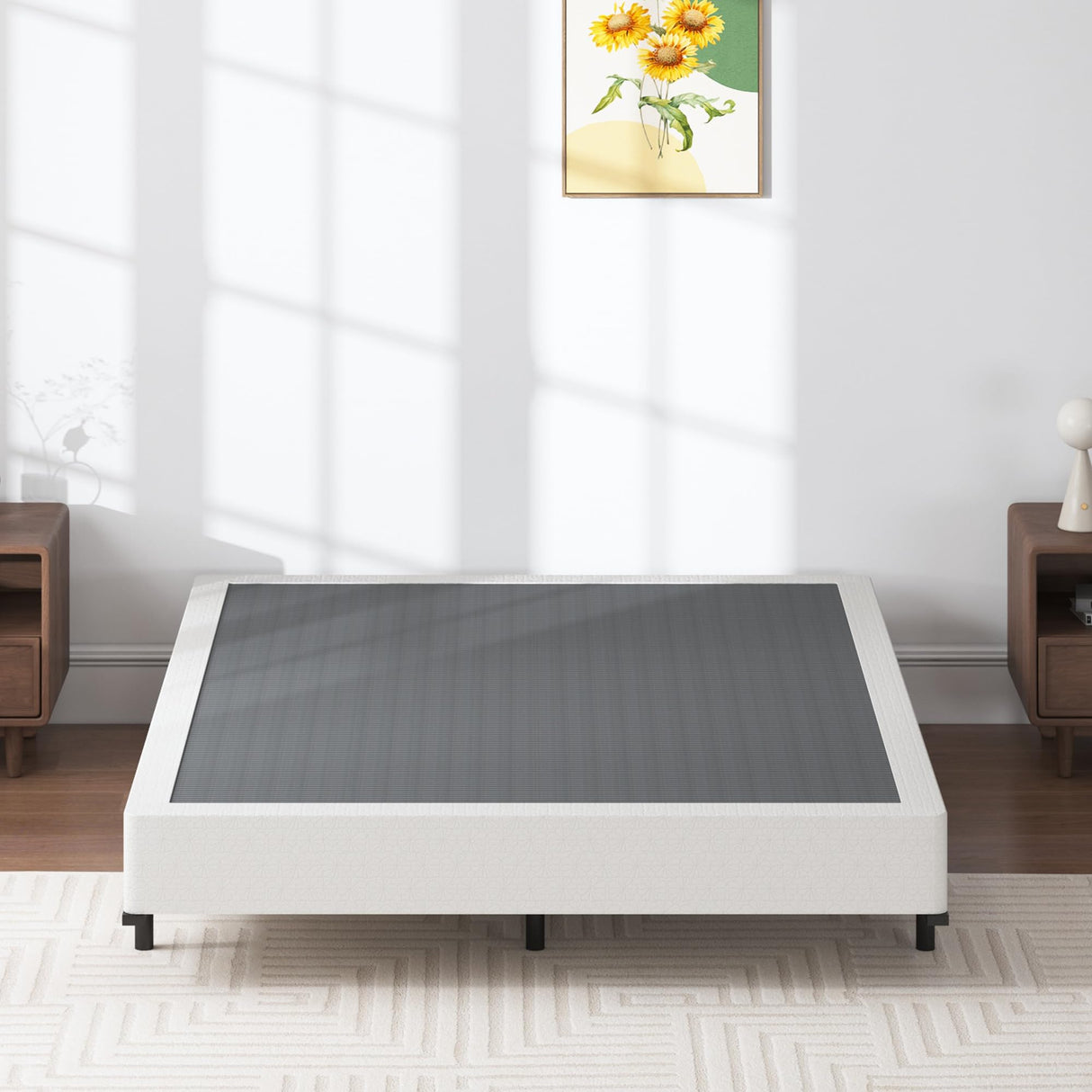 SHLAND 7 Inch Box Spring Full Size Bed Base, 3000 lbs Black Heavy Duty Metal Mattress Foundation with Easy Clean Fabric Cover, No Noise,Easy Assembly SHLAND