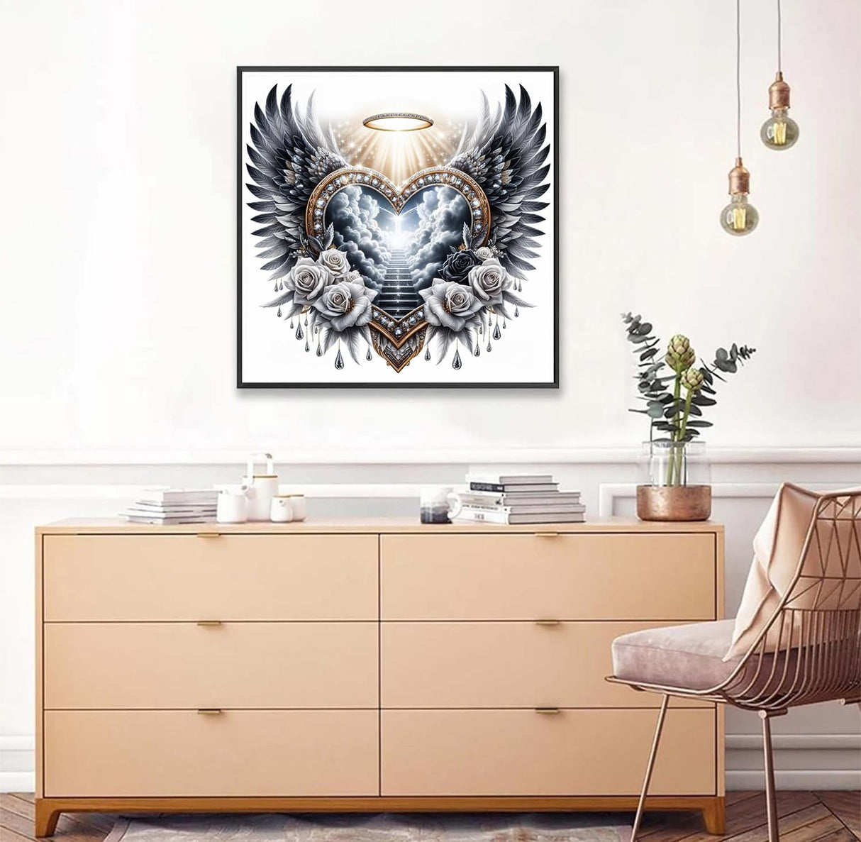 Axquilon Diamond Art Kits for Adults - Heart Wing Diamond Painting Kits for Adults, 5D Round Full Drill DIY Gem Art Paint by Diamonds for Home Wall Decor 14x14 inch Axquilon