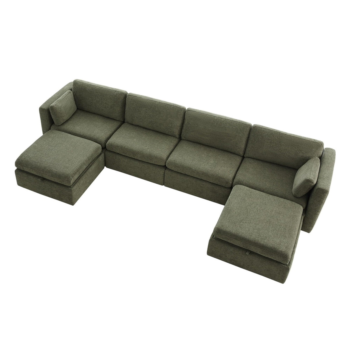 CHITA Oversized Modular Sectional Sofa Set, FSC Certified Extra Large U Shaped Couch with Reversible Chaise Modular Sectional Couch,146 inch Width,6 Seat Modular Sofa with Storage Ottomans, Moss Green CHITA