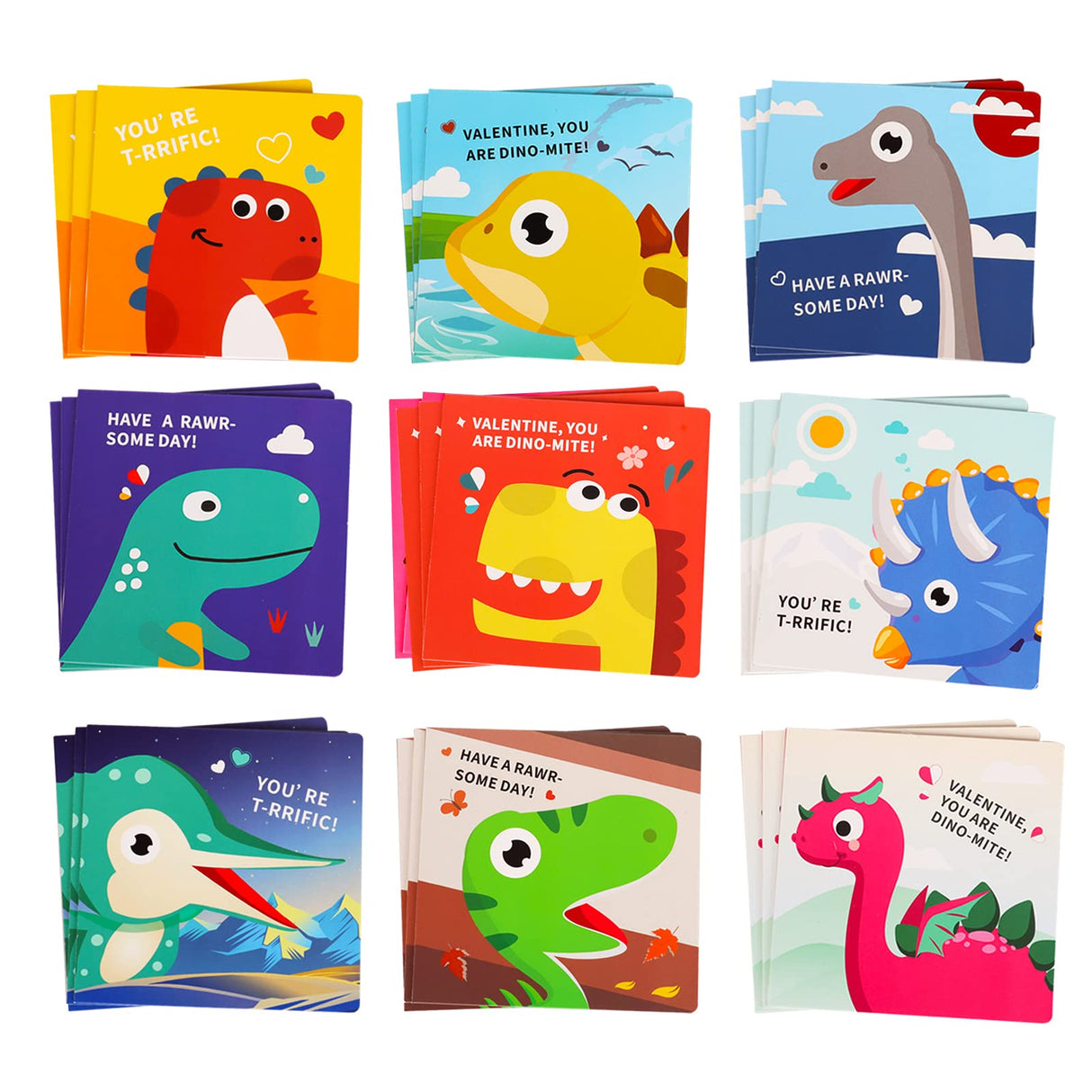 Valentine's Day Puzzle for Kids, 27 Pack Dinosaur Jigsaw Puzzle Cards with Envelopes & Stickers Bulk -for School Classroom Class Boys Girls Toddlers Gift Exchanges and Kids Valentines Party Favor Sets POPGIFTU