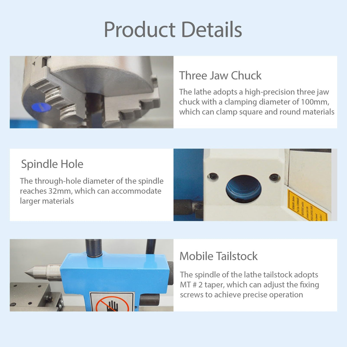 BEILOCKERY Mini Metal Lathe CJ0618 Metric Thread 750W Benchtop Precision Metal Wood Horizontal Lathe 0-2500rpm Variable Speed 7"*14" 110V for Teaching and Production BEILOCKERY