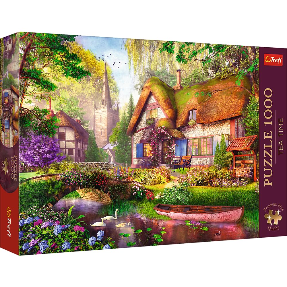 Trefl The Woodland Cottage 1000 Jigsaw Puzzle Premium Plus Tea Time 27"x19" A Series of Painted Nostalgic Pictures, Perfect Matching of Elements, for Adults and Children from 12 Years Old Trefl
