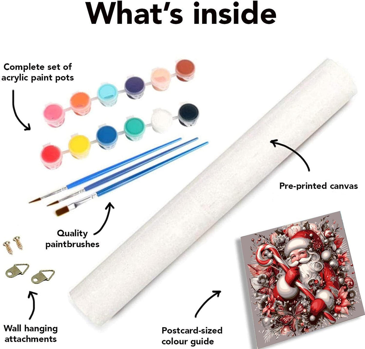 MjhRcll Christmas Paint by Numbers for Adults,DIY Christmas Santa Paint by Numbers Kits on Canvas,Winter Painting by Number for Home Wall Decor 16X16 Inch MjhRcll