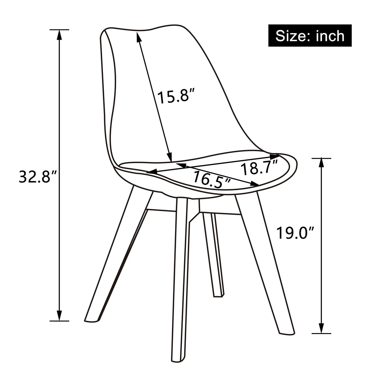 LSSBOUGHT Mid Century Modern Dining Chairs, Shell Lounge Plastic Desk Chair Side Chair with Soft Padded and Wooden Legs for Dining Room Living Room Bedroom Kitchen Set of 2 (White) LSSBOUGHT