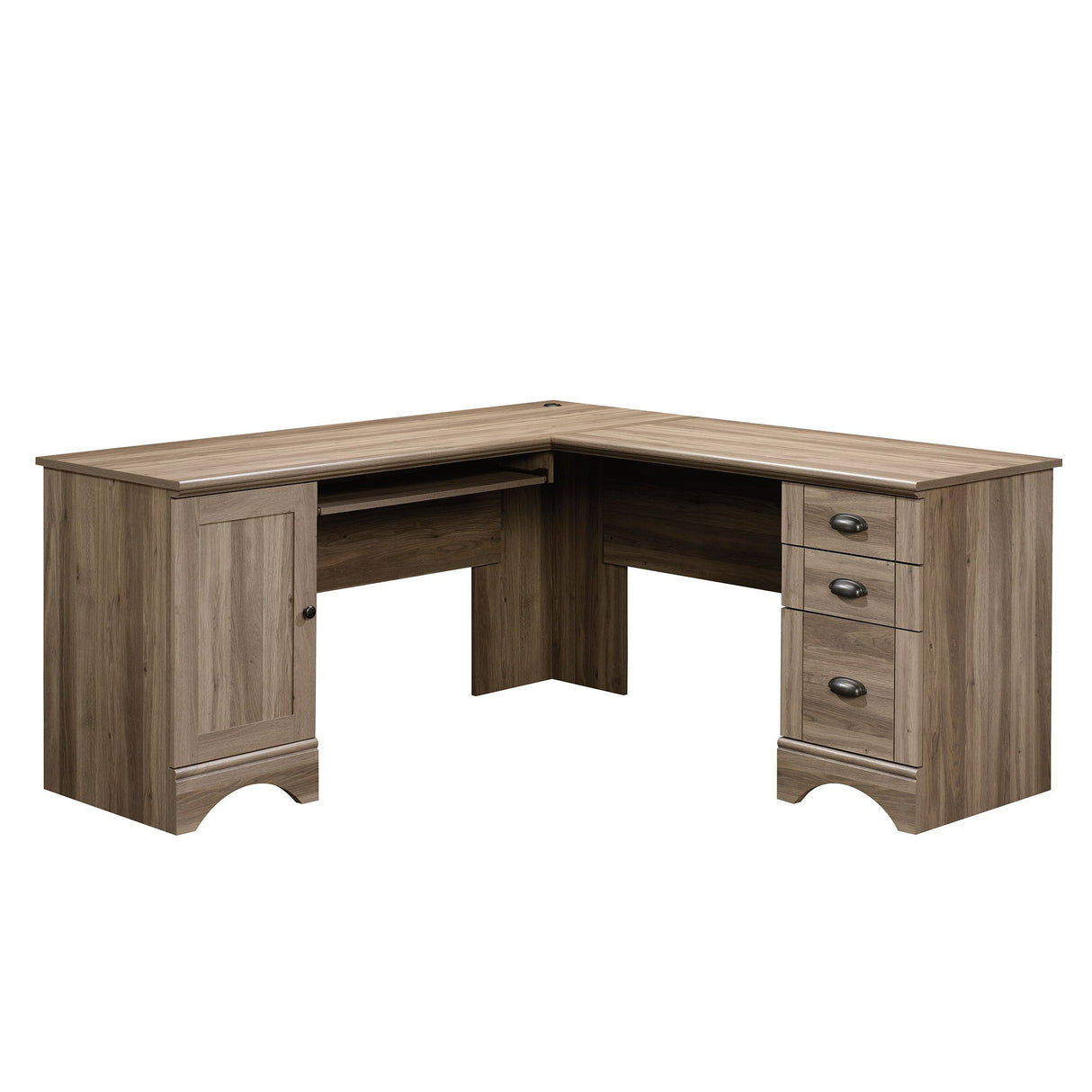Sauder Harbor View Computer Desk, 66.14"D x 66.14"W x 30.28"H , Salt Oak finish Sauder