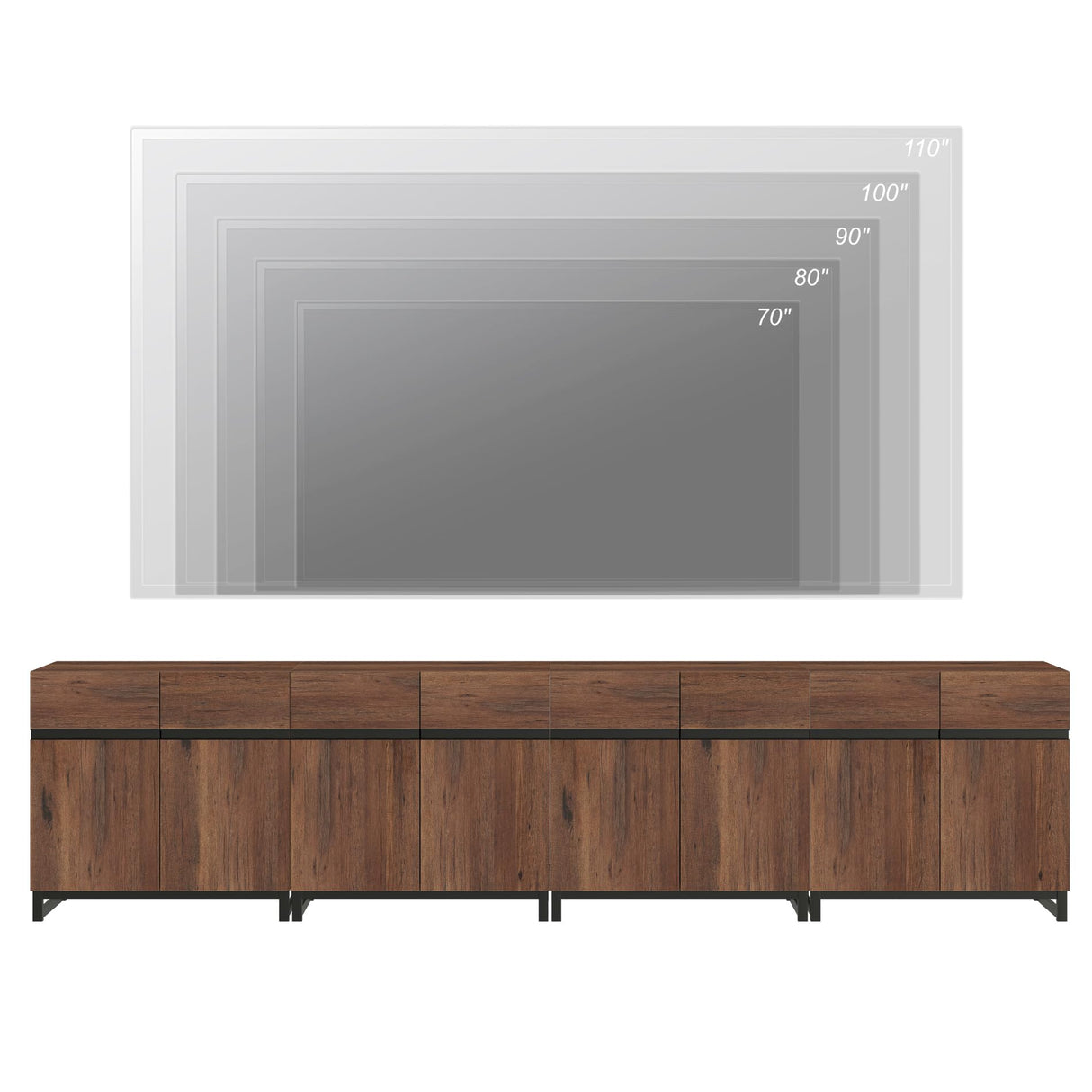 WAMPAT Modern TV Stand for TVs up to 120 inch, 4 in 1 Entertainment Center TV Console with Adjustable Shelves and Metal Base for Living Room,Bedroom,Brown WAMPAT