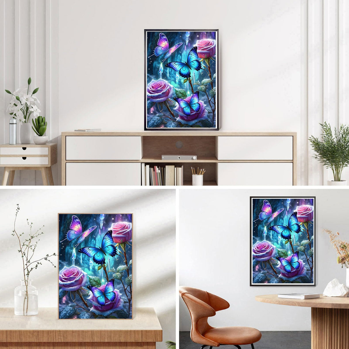 DPHERO Butterfly Diamond Painting Kits for Beginners Adults,5D DIY Roses Diamond Art Kits,Round Full Drill Fantasy Diamond Painting Art,DIY Painting by Numbers Diamond Art Painting 12x16 inch DPHERO