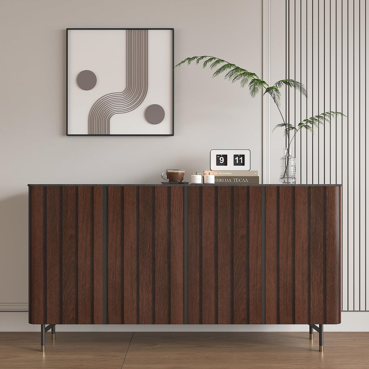 CHIHUT 17.7”x236” Dark Brown Vertical Wooden Slat Wallpaper Peel and Stick Self Adhesive Wood Grain Vinyl Contact Paper Rustic Striped Wood Grating Wrap for Farmhouse Countertops Cabinets Doors Walls CHIHUT