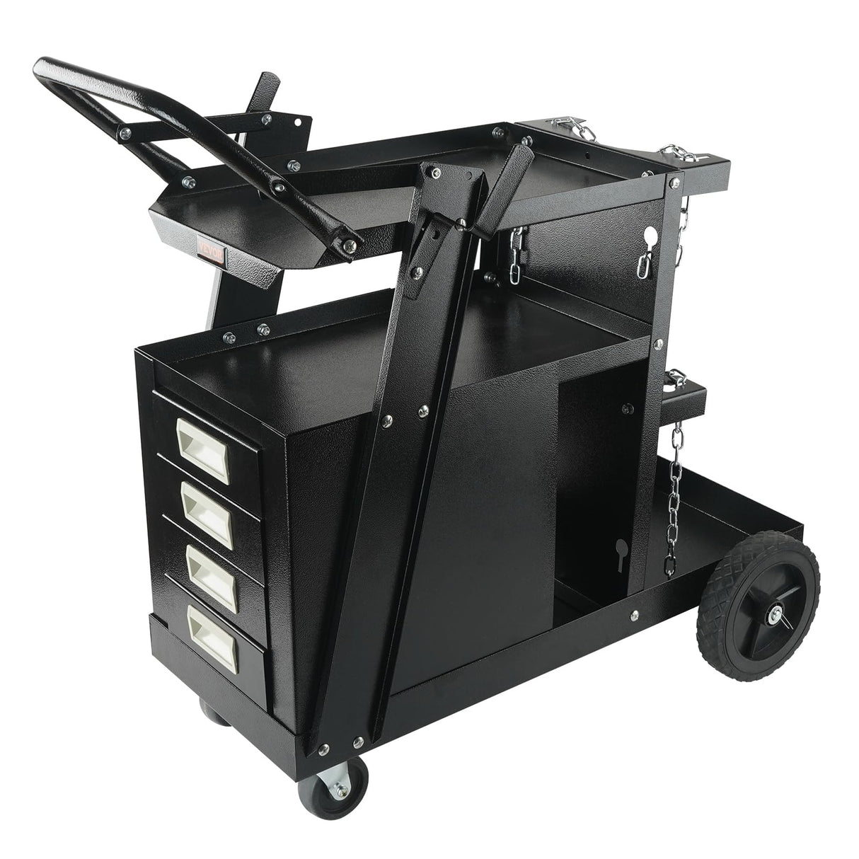 VEVOR Welding Cart, 2-Tier 4 Drawers Welder Cart with 265LBS Static Weight Capacity, 360° Swivel Wheels, Tank Storage Safety Chains, Heavy Duty Rolling MIG Welder Cart for Mig Welder and Plasma Cutter VEVOR