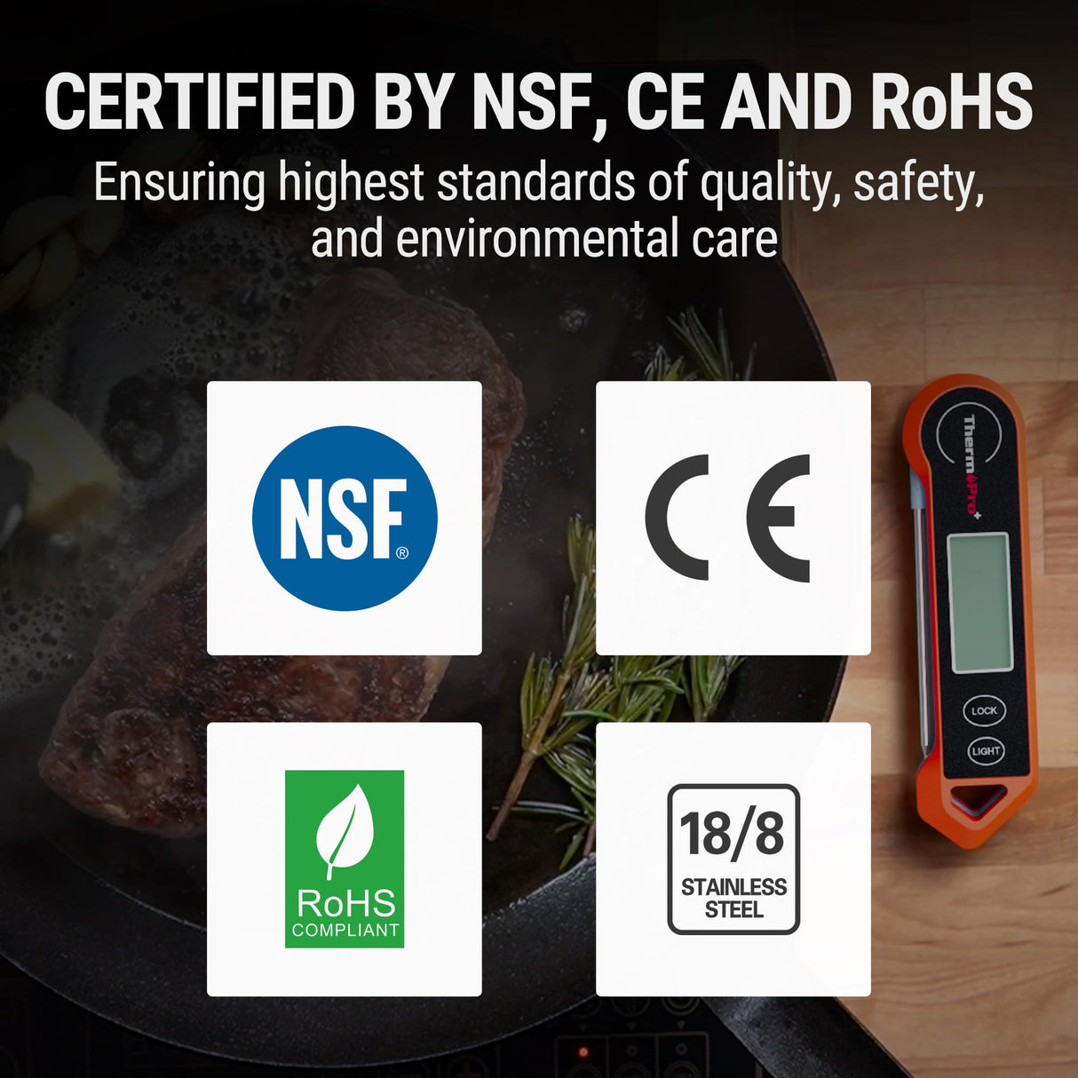 ThermoPro TP19H Digital Meat Thermometer for Cooking with Ambidextrous Backlit and Motion Sensing Kitchen Cooking Food Thermometer for BBQ Grill Smoker Oil Fry Candy Instant Read Thermometer ThermoPro