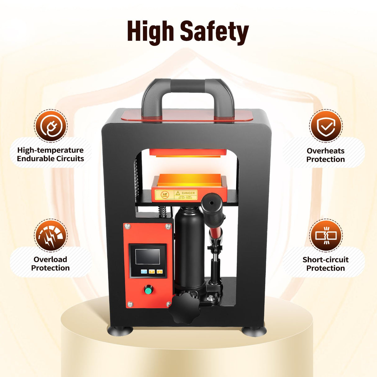 Dodoam 5 Ton Hydraulic Heat Press Machine,110V 900W Dual Plates Heating Presser 2.4 * 4.7 Inch Heat Press Plates Digital Display,with Digital Timer,for PU Pressing Oil Printing Textiles Dodoam