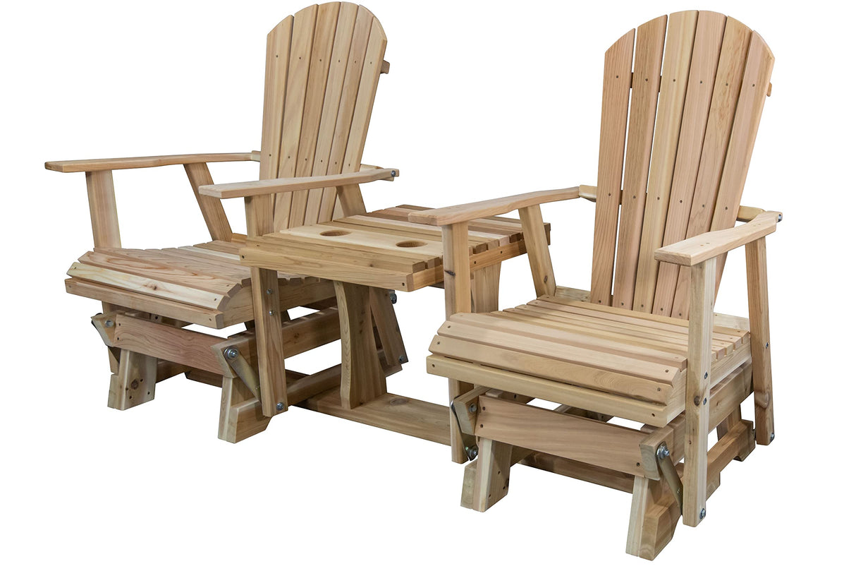 Kilmer Creek 6' Natural Cedar Fanback Adirondack-Style Settee Glider, Amish Crafted Kilmer Creek