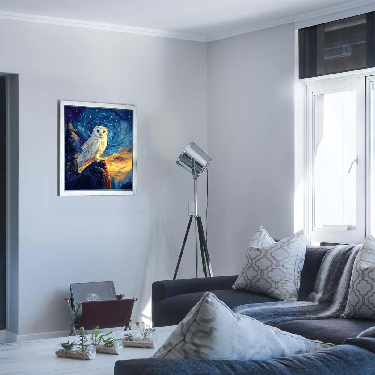 ARNLRDYA White Feather Owl Paint by Number for Adults, Snowy Owls Paint by Numbers Kits, Starry Sky Funny Acrylic Painting for Gift Home Decor(16×20inches, No Frame) ARNLRDYA