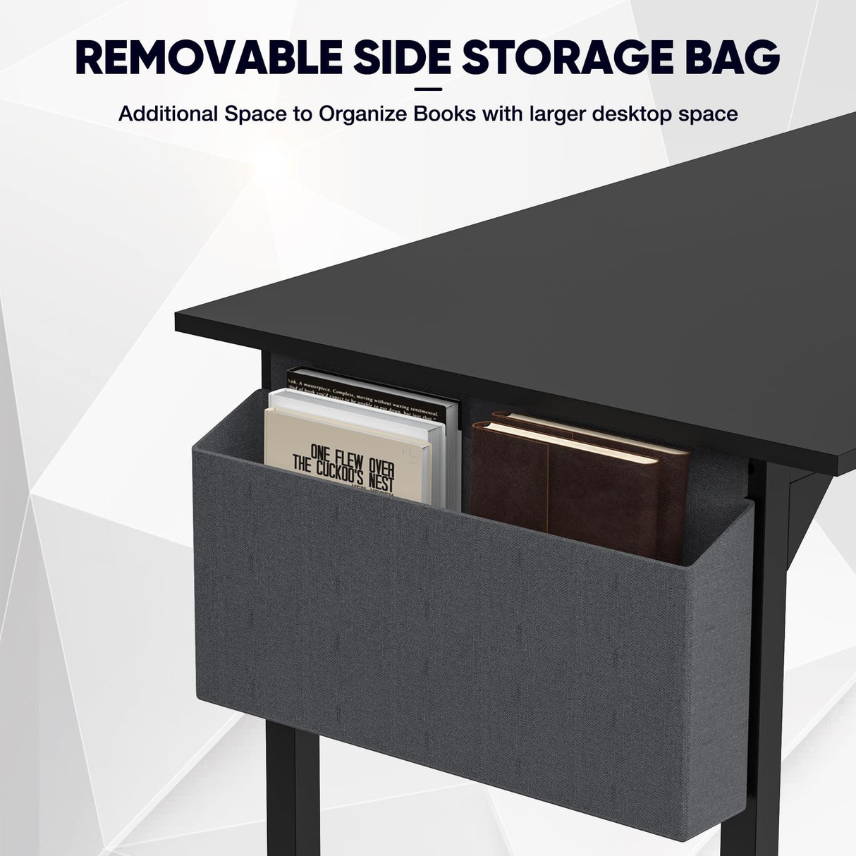 DUMOS 48 Inch Computer Office Desk Modern Simple Style Writing Study Work PC Table for Home Bedroom - Modern Black DUMOS