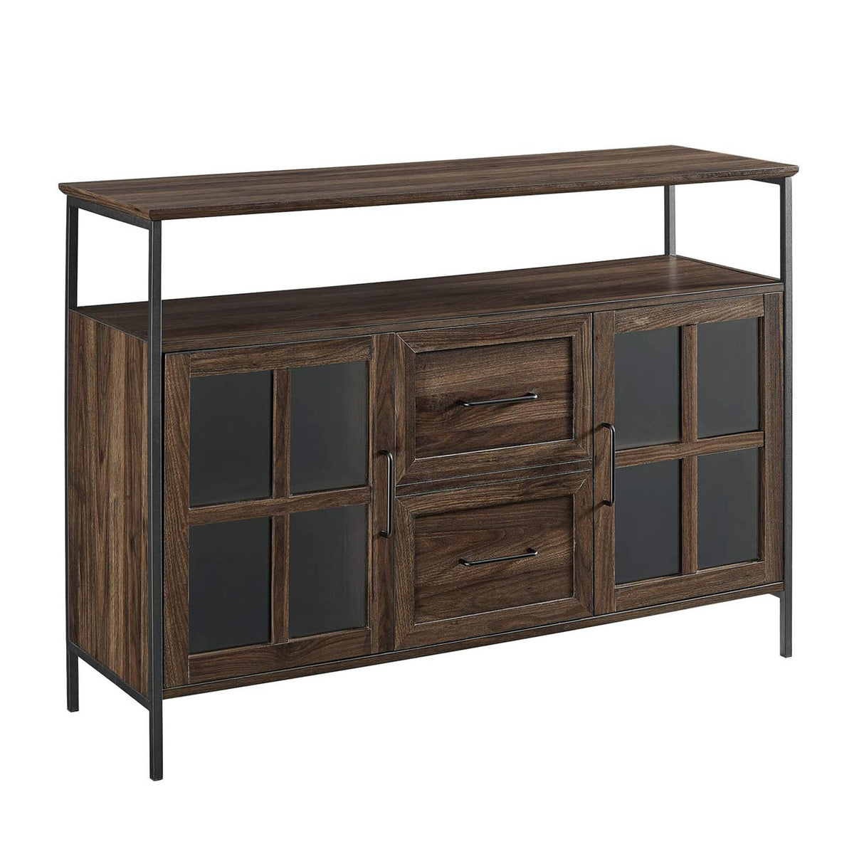 Walker Edison Furniture AZU48RAD3DDW Industrial 3-Door Buffet Sideboard for Kitchen-Dining Room, 48, Dark Walnut Walker Edison