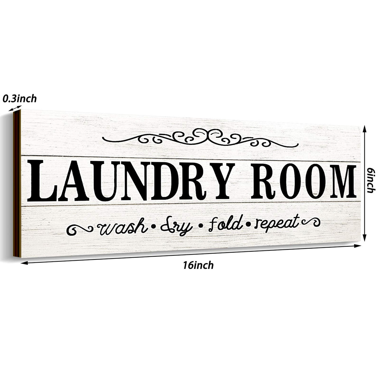 Jetec Laundry Room Decor Sign Wooden Rustic Farmhouse Family Laundry Room Wall Sign Wash Dry Fold Repeat Wall Decor Prints for Home, 16 x 6 Inches(White) Jetec