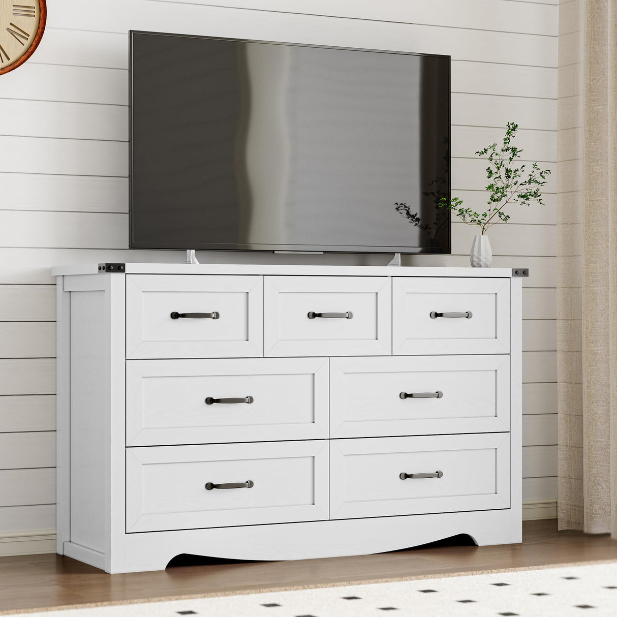 BORNOON 7-Drawer Dresser for Bedroom, Modern Wooden Chest of Drawers with Metal Handles, Anti-Tipping Design, Sturdy and Stable Storage Organizer for Living Room, Entryway, Home Office BORNOON