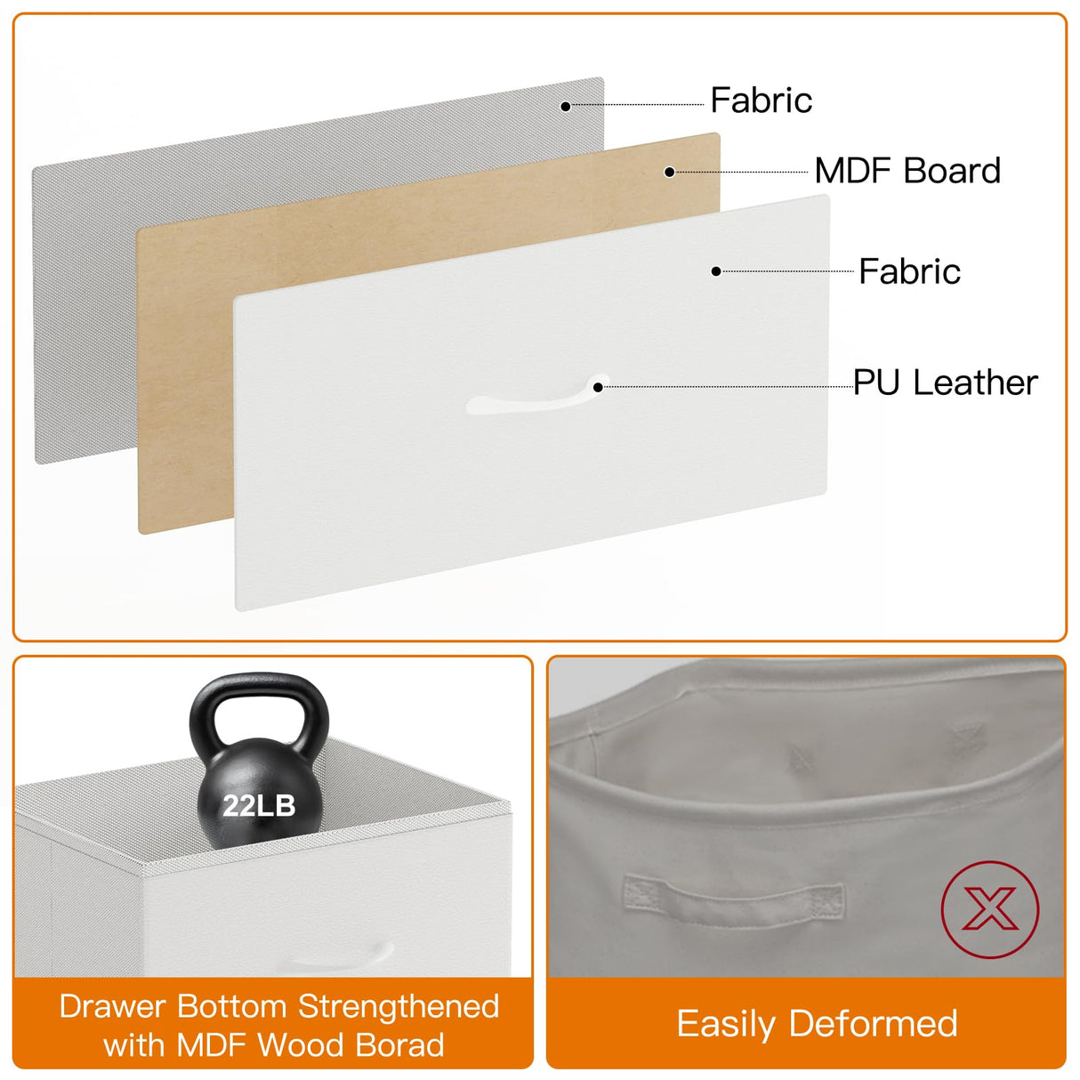 Fixwal 55 Inch Dresser TV Stand with Power Outlets and LED Lights, White Long Dresser for Bedroom with 7 Fabric Drawers, Large Dresser TV Stand for Up to 65 Inch TV, Chest of Drawers for Bedroom White Fixwal