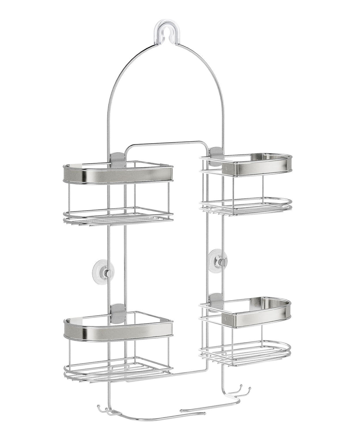 Zenna Home Rust-Resistant Hanging Shower Caddy for Handheld Shower Heads, Over the Shower Head Caddy with 2-Way Adjustable Baskets and Storage Hooks, Bathroom Hanging Organizer, Stainless Steel Zenna Home