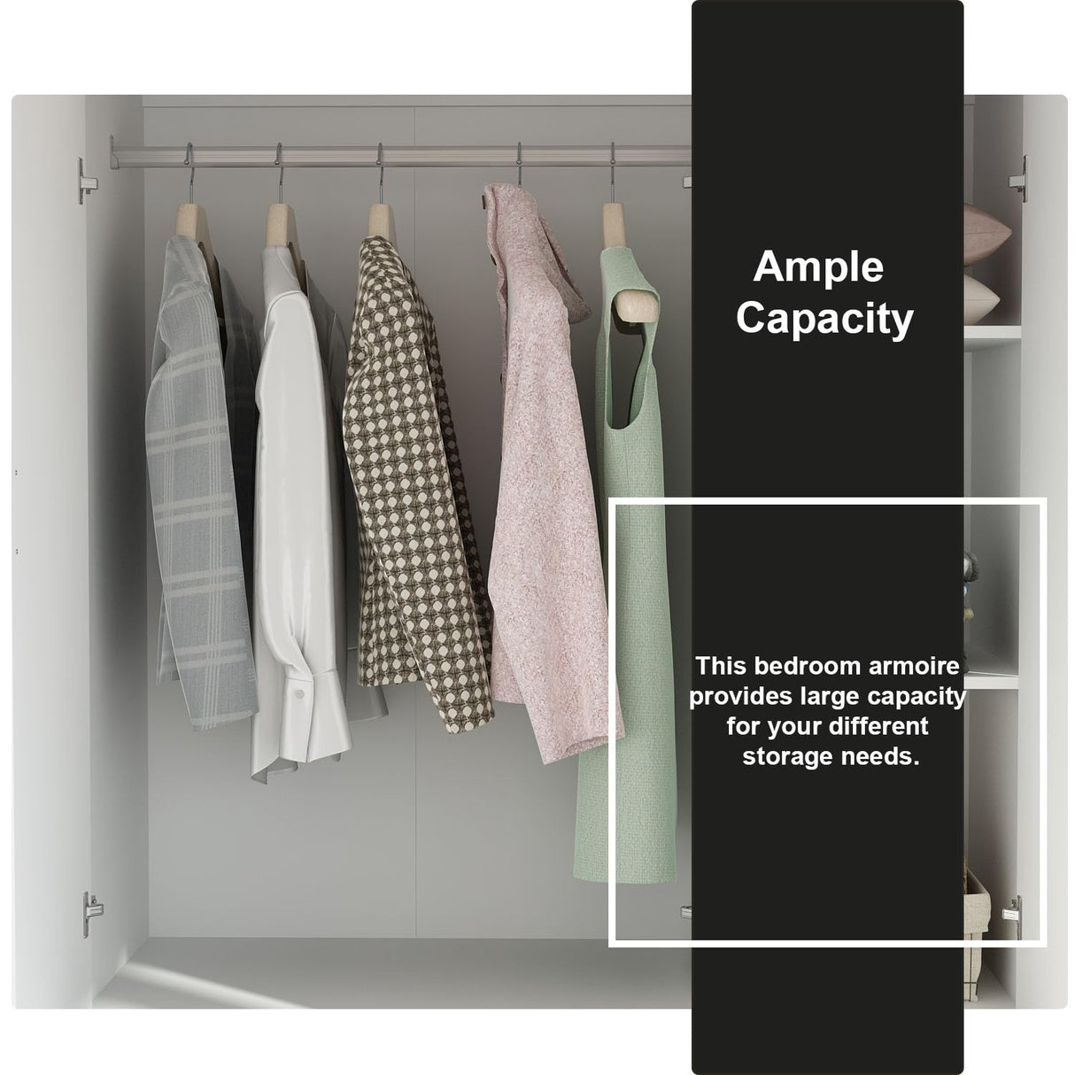 AIEGLE Modern 3-Door Armoire Wardrobe Closet with Drawers, White - 20.6"D x 47.2"W x 74.2"H AIEGLE