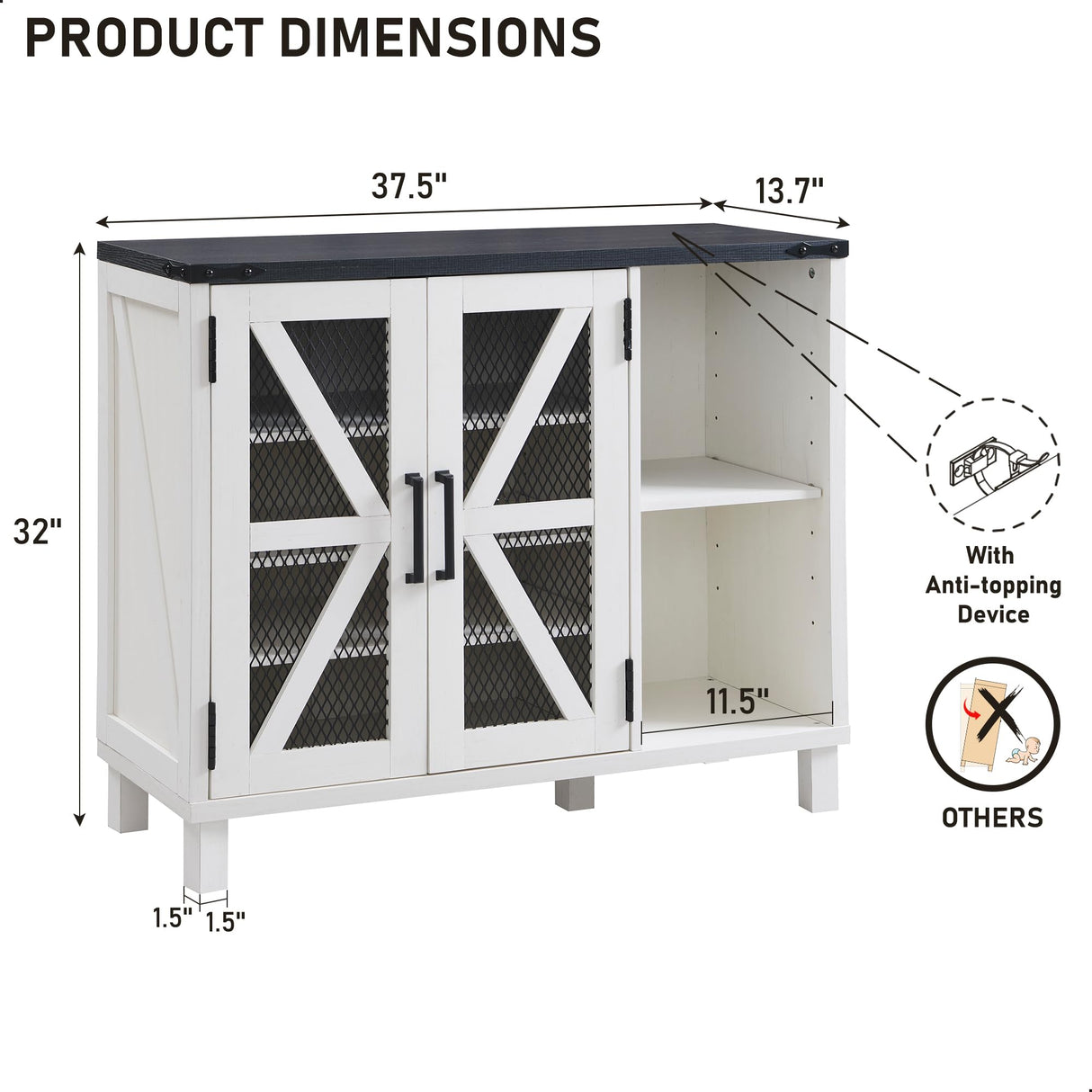 JXQTLINGMU Shoe Storage Cabinet, 38" Wide Farmhouse Shoe Cabinet with Mesh Doors and Adjustable Shelves, Rustic Wooden Shoe Organizer, Modern Large Shoe Cabinet Storage for Entryway, Off White JXQTLINGMU