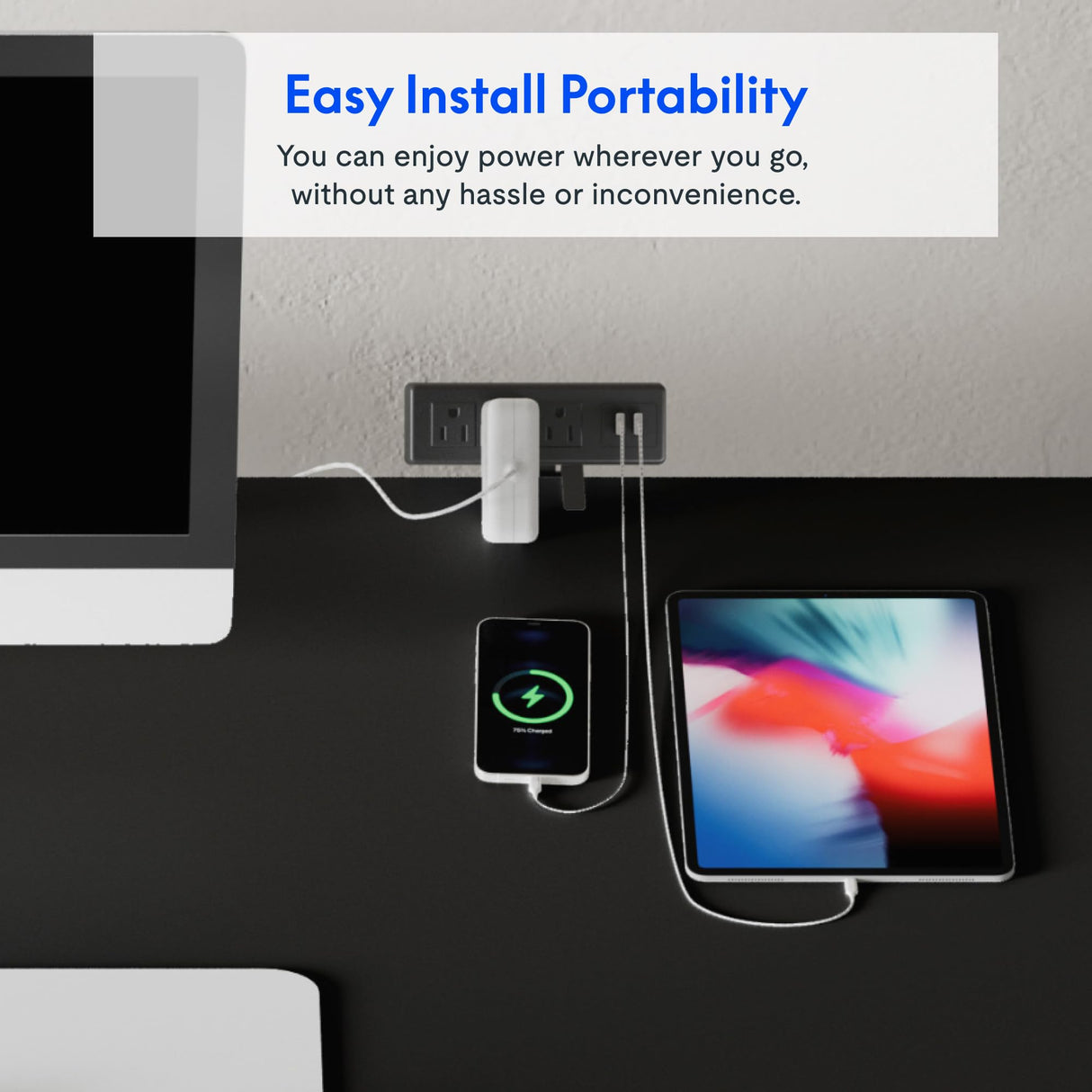 FLEXISPOT EN2 Electric Stand Up Desk 48 x 30'' Whole-Piece Desktop Standing Desk Standing Height Adjustable Desk with Desk Clamp Power Strip, Cable Management (Gray Frame + 48" Black Top, 2 Packages) FLEXISPOT