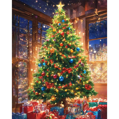 cviokrdu Christmas Paint by Numbers Kit for Adults - Christmas Adult Paint by Number Kits on Canvas, DIY Tree Oil Painting for Gift Home Wall Decor (16x20inch)