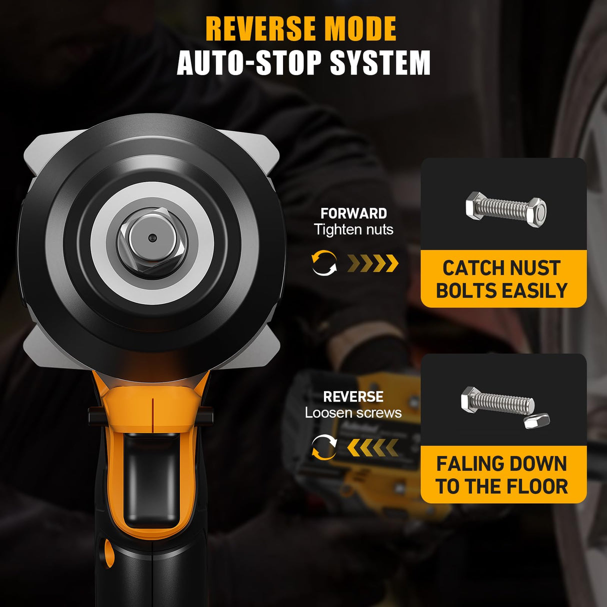 Adedad 1000N.m Cordless Impact Wrench 1/2 inch,20V 740ft-lbs High Torque Impact Gun with 2 x 4.0 AH Batteries,Sockets and Case,Brushless Power Impact Driver for Automotive and Heavy Duty Use Adedad