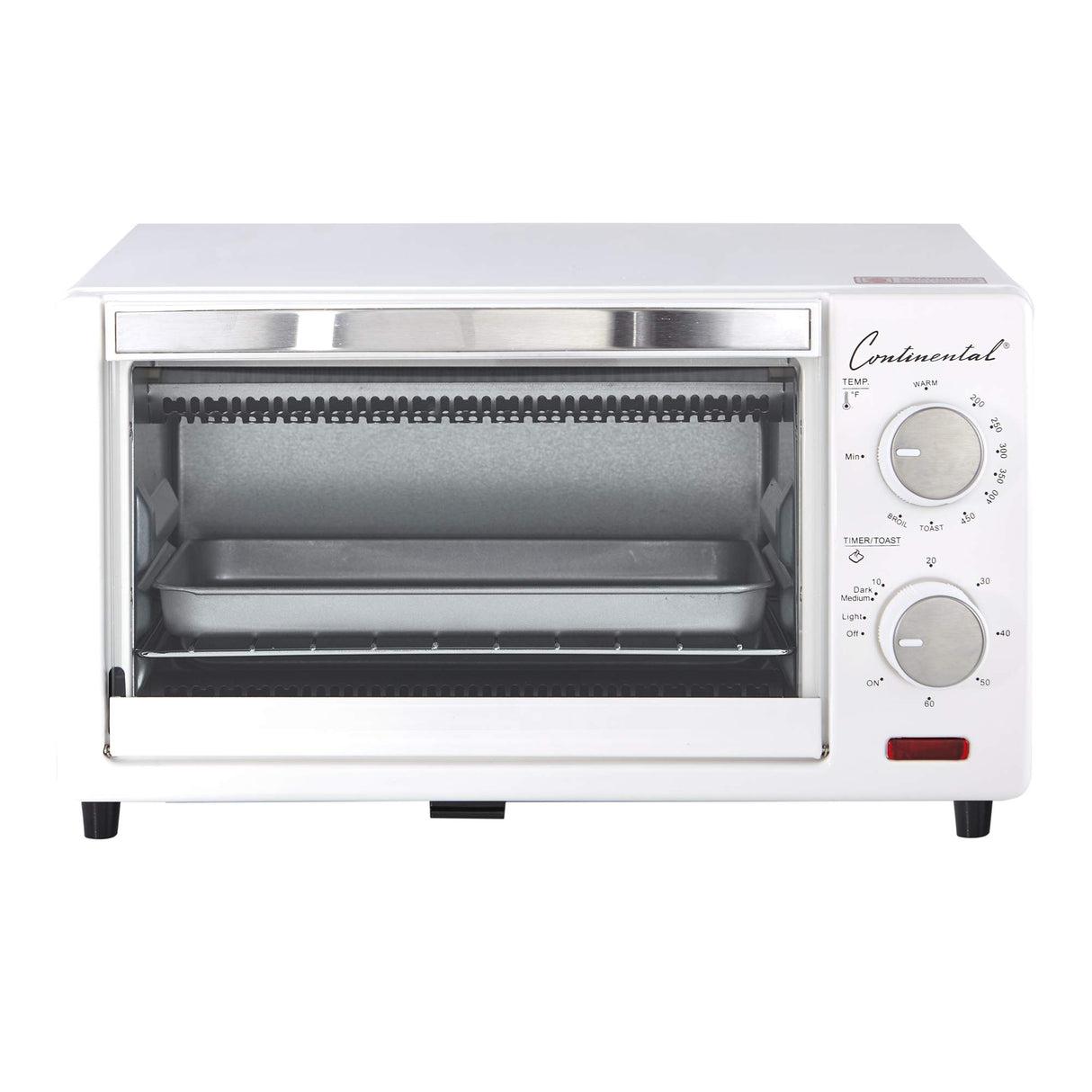 Continental Electric CE-TO101 Toaster Oven, 4 Slice, White Continental Electric