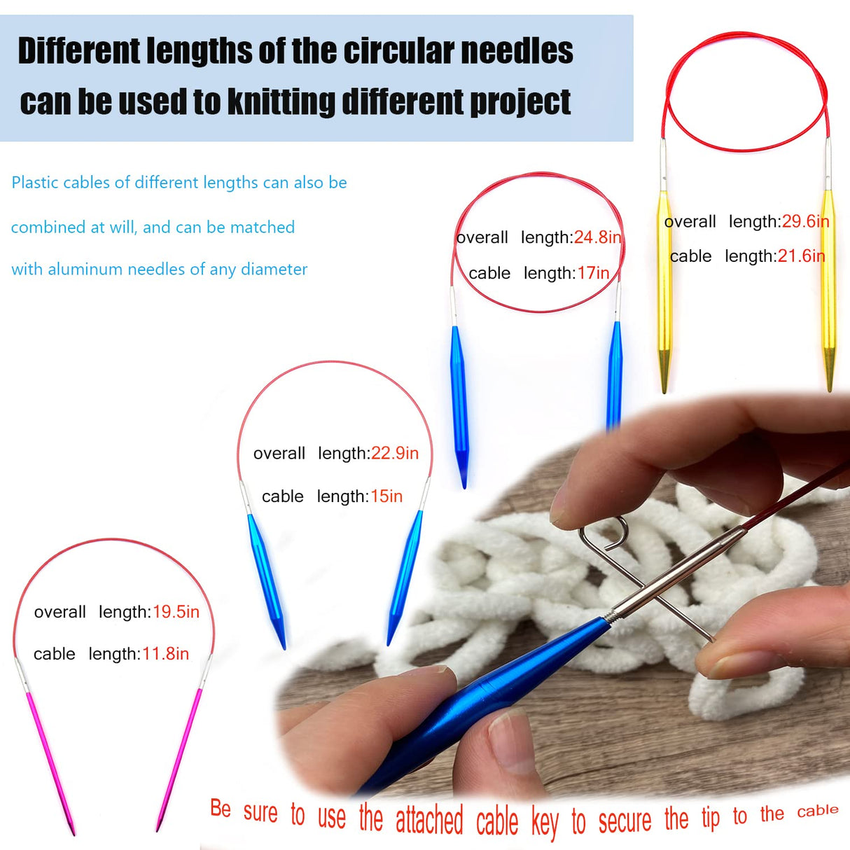 Weabetfu 60pcs Interchangeable Circular Knitting Needles Set with Case 13 Pairs of Aluminum Circular Knitting Needle for Handmade DIY Knitting with Knitting Accessories,(2.75mm-10mm) Weabetfu