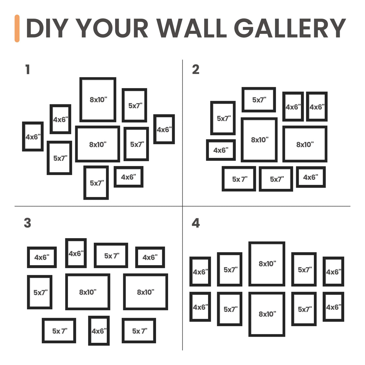 upsimples 10 Pack Picture Frames Collage Wall Decor for Mounting or Tabletop Display, Photo Gallery Frame Set for Family, Multi Sizes Including 8x10, 5x7, 4x6, Natural upsimples