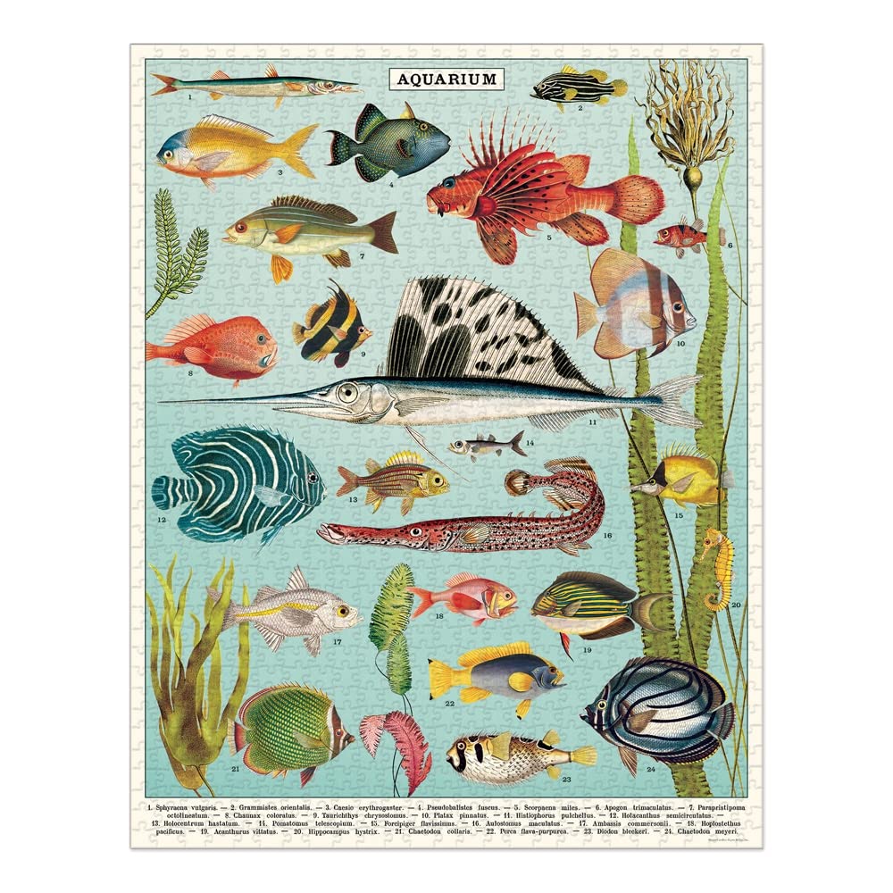 Cavallini Vintage Jigsaw Puzzle Fish Aquarium 1000 Pieces Cavallini
