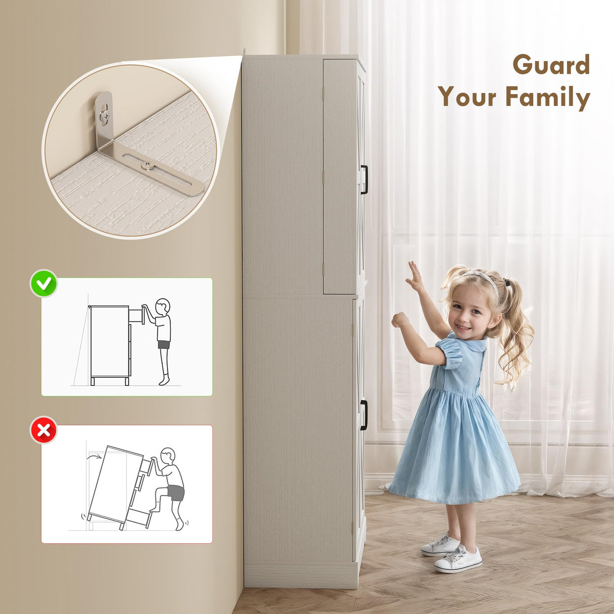 HOMCOM 72" Farmhouse Kitchen Pantry Cabinet, Freestanding Tall Storage Cabinet with 4 Barn Doors, 4 Adjustable Shelves and 8 Door Shelves, Embossed White Wood Grain HOMCOM