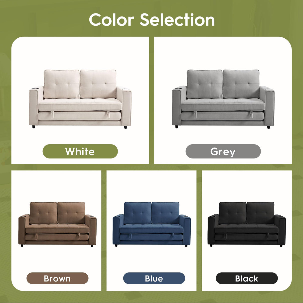 Urhanherry 54" Folding Sofa Bed Full Size, Pull Out Couch Small Love Seat Sleeper Bed Futon, Fold Out Floor Gaming Couch with Cup Holder for Dorm, Bedroom, Small Spaces(Beige) Urhanherry