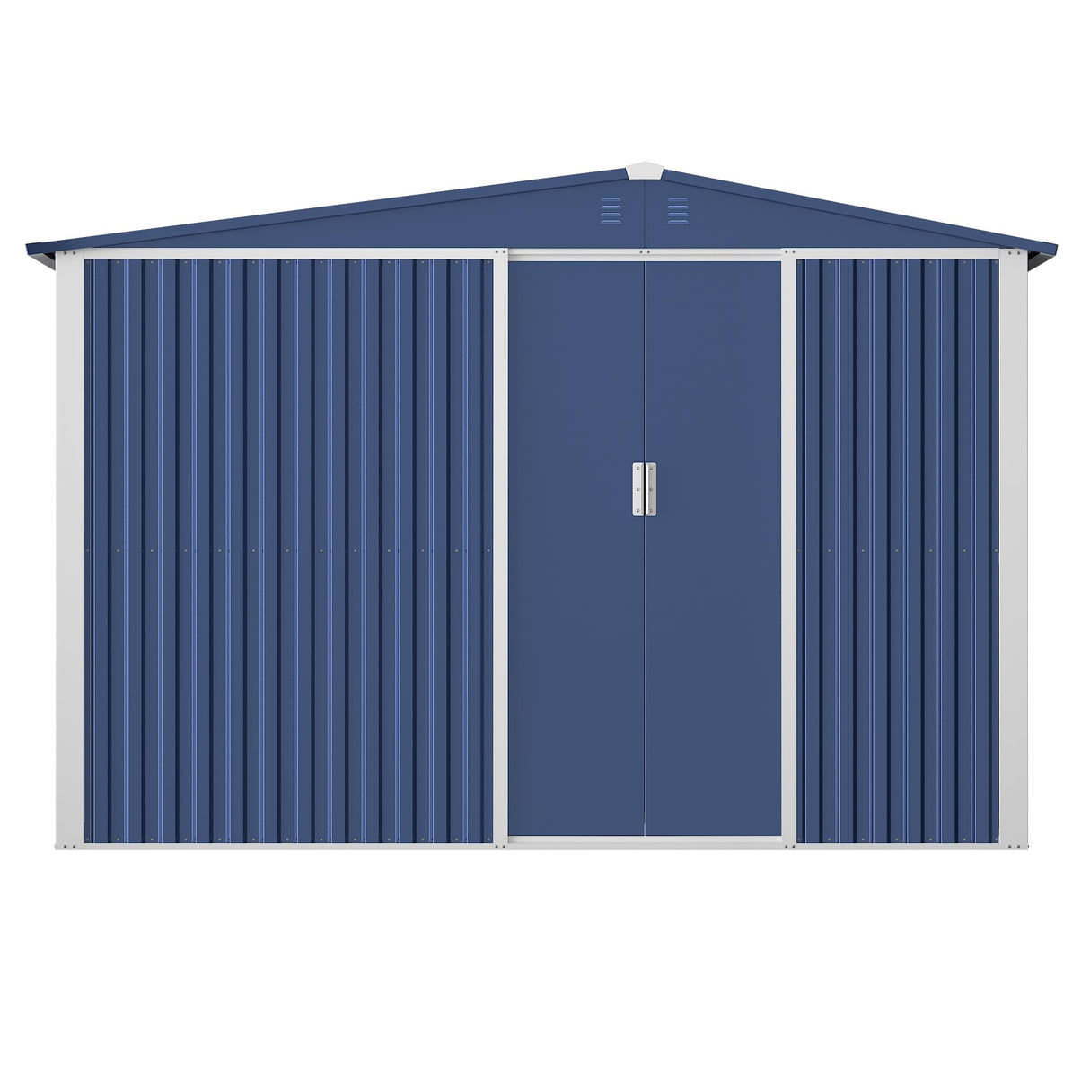 Metal Outdoor Storage Shed 10FT x 6FT with Firewood Storage, Steel Utility Tool Shed Storage House with Sliding Door, Metal Sheds Outdoor Storage for Backyard Garden Patio Lawn, Blue SUXXAN