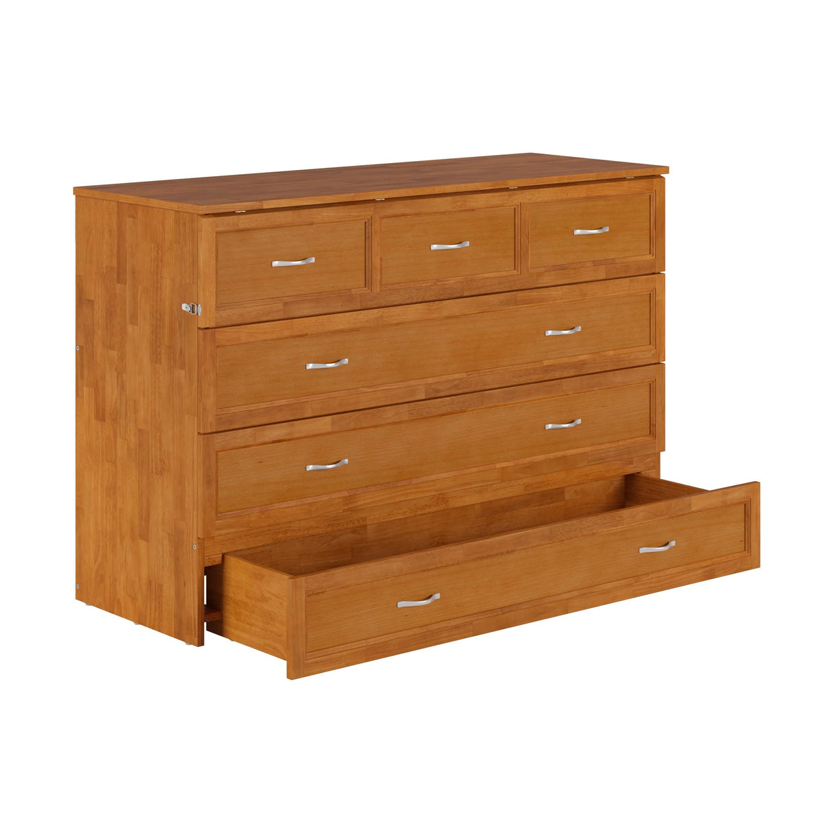 AFI, Northfield Queen Murphy Bed Chest with 6" Mattress, Storage Drawer & Built-in USB Charger, Light Toffee AFI