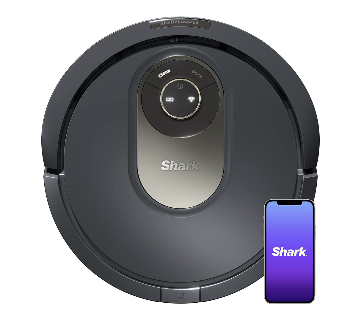 Shark AV2001 AI Robot Vacuum with Self-Cleaning Brushroll, Object Detection, Advanced Navigation, Home Mapping, Perfect for Pet Hair, Compatible with Alexa, Gray Shark