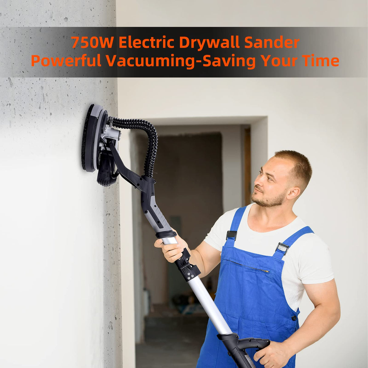 Drywall Sander,750W Electric Drywall Sander 7 Variable Speed 900-1800 RPM Sander with LED Light, 14 Pcs Sanding discs, Extendable Handle, Black, 6.5A Towallmark