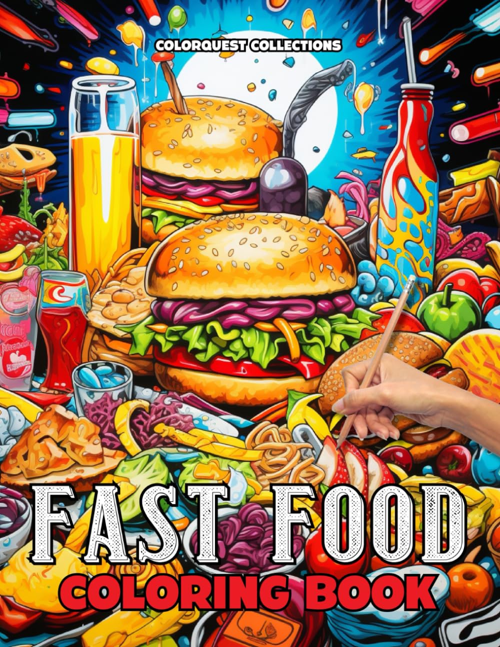 Fast Food Coloring Book: Hamburgers, Fries, Milkshakes, and Other Tasty Treats (Fast Food Coloring Books) WoodArtSupply