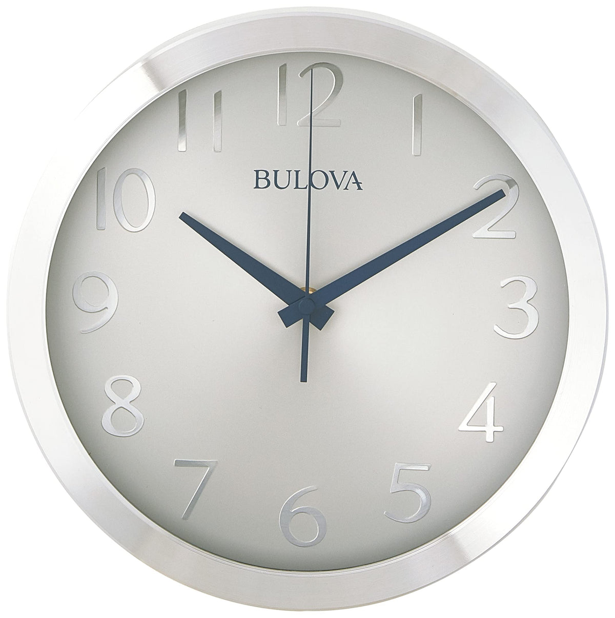 Bulova Winston Wall Clock C4844 | 10" Diameter | Metal Design with Diamond Cut Edges | Silent Sweep Quartz Movement | Easy-to-Read Arabic Numerals Bulova