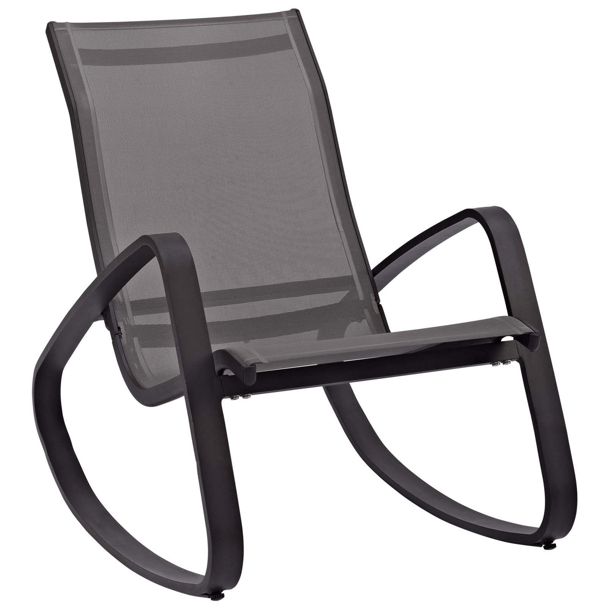 Modway Traveler Outdoor Patio Aluminum Mesh Rocking Sling Gliders, Two Lounge Chairs, Black Modway