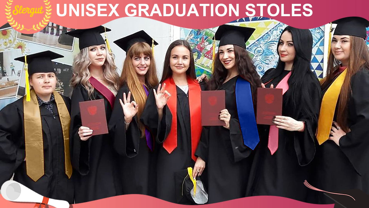 Plain Graduation Stole, Graduation Stole Class of 2025, White Graduation Sash, Classic End With Trim Unisex Adult 70" Graduation Stole for Academic Commencements Slergut