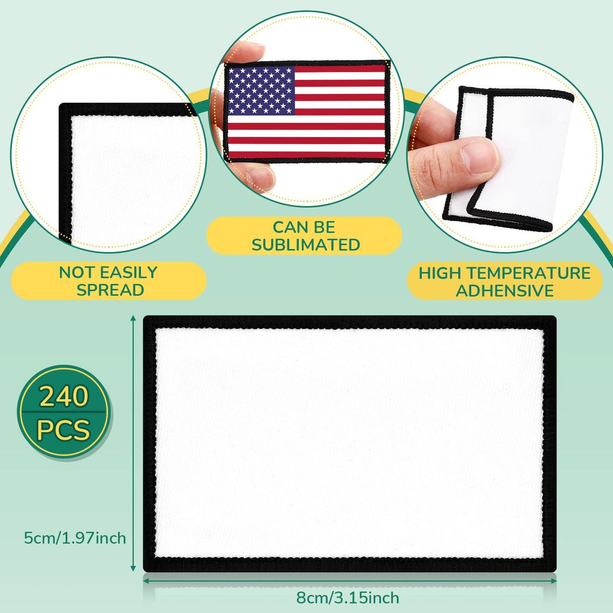 240 Pcs Sublimation Patches Iron on Blank Patches Decorative Blank Patches for Embroidery Hat Backpack Clothes Uniforms DIY Crafts Giegxin